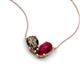 5 - Zemi 1.60 ctw Pear Shape Smoky Quartz and Lab Grown Ruby (7x5 mm) Toi Et Moi Pendant Necklace 