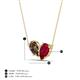 4 - Zemi 1.60 ctw Pear Shape Smoky Quartz and Lab Grown Ruby (7x5 mm) Toi Et Moi Pendant Necklace 