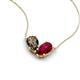 5 - Zemi 1.60 ctw Pear Shape Smoky Quartz and Lab Grown Ruby (7x5 mm) Toi Et Moi Pendant Necklace 