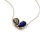 5 - Zemi 1.55 ctw Pear Shape Smoky Quartz and Lab Grown Blue Sapphire (7x5 mm) Toi Et Moi Pendant Necklace 