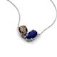 5 - Zemi 1.55 ctw Pear Shape Smoky Quartz and Lab Grown Blue Sapphire (7x5 mm) Toi Et Moi Pendant Necklace 