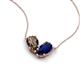 5 - Zemi 1.55 ctw Pear Shape Smoky Quartz and Lab Grown Blue Sapphire (7x5 mm) Toi Et Moi Pendant Necklace 