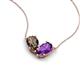 5 - Zemi 1.30 ctw Pear Shape Smoky Quartz and Amethyst (7x5 mm) Toi Et Moi Pendant Necklace 