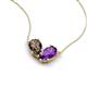 5 - Zemi 1.30 ctw Pear Shape Smoky Quartz and Amethyst (7x5 mm) Toi Et Moi Pendant Necklace 
