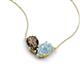 5 - Zemi 1.25 ctw Pear Shape Smoky Quartz and Aquamarine (7x5 mm) Toi Et Moi Pendant Necklace 