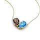 5 - Zemi 1.50 ctw Pear Shape Smoky Quartz and Blue Topaz (7x5 mm) Toi Et Moi Pendant Necklace 