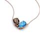 5 - Zemi 1.50 ctw Pear Shape Smoky Quartz and Blue Topaz (7x5 mm) Toi Et Moi Pendant Necklace 