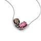 5 - Zemi 1.35 ctw Pear Shape Smoky Quartz and Pink Tourmaline (7x5 mm) Toi Et Moi Pendant Necklace 