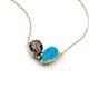 5 - Zemi 1.00 ctw Pear Shape Smoky Quartz and Turquoise (7x5 mm) Toi Et Moi Pendant Necklace 