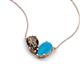 5 - Zemi 1.00 ctw Pear Shape Smoky Quartz and Turquoise (7x5 mm) Toi Et Moi Pendant Necklace 