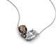 5 - Zemi 1.50 ctw Pear Shape Smoky Quartz and Moissanite (7x5 mm) Toi Et Moi Pendant Necklace 