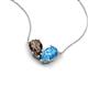 5 - Zemi 1.50 ctw Pear Shape Smoky Quartz and Blue Topaz (7x5 mm) Toi Et Moi Pendant Necklace 