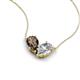 5 - Zemi 1.50 ctw Pear Shape Smoky Quartz and Moissanite (7x5 mm) Toi Et Moi Pendant Necklace 