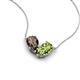 5 - Zemi 1.45 ctw Pear Shape Smoky Quartz and Peridot (7x5 mm) Toi Et Moi Pendant Necklace 