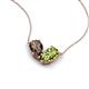 5 - Zemi 1.45 ctw Pear Shape Smoky Quartz and Peridot (7x5 mm) Toi Et Moi Pendant Necklace 