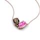 5 - Zemi 1.55 ctw Pear Shape Smoky Quartz and Lab Grown Pink Sapphire (7x5 mm) Toi Et Moi Pendant Necklace 