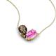 5 - Zemi 1.55 ctw Pear Shape Smoky Quartz and Lab Grown Pink Sapphire (7x5 mm) Toi Et Moi Pendant Necklace 