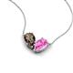 5 - Zemi 1.55 ctw Pear Shape Smoky Quartz and Lab Grown Pink Sapphire (7x5 mm) Toi Et Moi Pendant Necklace 