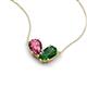 5 - Zemi 1.50 ctw Pear Shape Pink Tourmaline and Lab Grown Emerald (7x5 mm) Toi Et Moi Pendant Necklace 