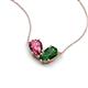 5 - Zemi 1.50 ctw Pear Shape Pink Tourmaline and Lab Grown Emerald (7x5 mm) Toi Et Moi Pendant Necklace 