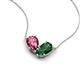 5 - Zemi 1.50 ctw Pear Shape Pink Tourmaline and Lab Grown Emerald (7x5 mm) Toi Et Moi Pendant Necklace 