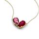 5 - Zemi 1.65 ctw Pear Shape Pink Tourmaline and Lab Grown Ruby (7x5 mm) Toi Et Moi Pendant Necklace 
