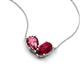 5 - Zemi 1.65 ctw Pear Shape Pink Tourmaline and Lab Grown Ruby (7x5 mm) Toi Et Moi Pendant Necklace 