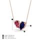 4 - Zemi 1.60 ctw Pear Shape Pink Tourmaline and Lab Grown Blue Sapphire (7x5 mm) Toi Et Moi Pendant Necklace 