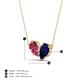 4 - Zemi 1.60 ctw Pear Shape Pink Tourmaline and Lab Grown Blue Sapphire (7x5 mm) Toi Et Moi Pendant Necklace 