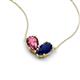 5 - Zemi 1.60 ctw Pear Shape Pink Tourmaline and Lab Grown Blue Sapphire (7x5 mm) Toi Et Moi Pendant Necklace 