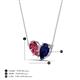 4 - Zemi 1.60 ctw Pear Shape Pink Tourmaline and Lab Grown Blue Sapphire (7x5 mm) Toi Et Moi Pendant Necklace 
