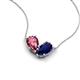 5 - Zemi 1.60 ctw Pear Shape Pink Tourmaline and Lab Grown Blue Sapphire (7x5 mm) Toi Et Moi Pendant Necklace 