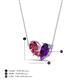 4 - Zemi 1.35 ctw Pear Shape Pink Tourmaline and Amethyst (7x5 mm) Toi Et Moi Pendant Necklace 