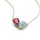 5 - Zemi 1.30 ctw Pear Shape Pink Tourmaline and Aquamarine (7x5 mm) Toi Et Moi Pendant Necklace 