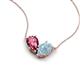 5 - Zemi 1.30 ctw Pear Shape Pink Tourmaline and Aquamarine (7x5 mm) Toi Et Moi Pendant Necklace 