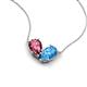 5 - Zemi 1.55 ctw Pear Shape Pink Tourmaline and Blue Topaz (7x5 mm) Toi Et Moi Pendant Necklace 