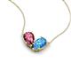 5 - Zemi 1.55 ctw Pear Shape Pink Tourmaline and Blue Topaz (7x5 mm) Toi Et Moi Pendant Necklace 