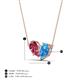4 - Zemi 1.55 ctw Pear Shape Pink Tourmaline and Blue Topaz (7x5 mm) Toi Et Moi Pendant Necklace 