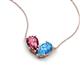 5 - Zemi 1.55 ctw Pear Shape Pink Tourmaline and Blue Topaz (7x5 mm) Toi Et Moi Pendant Necklace 