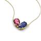 5 - Zemi 1.30 ctw Pear Shape Pink Tourmaline and Iolite (7x5 mm) Toi Et Moi Pendant Necklace 