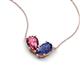 5 - Zemi 1.30 ctw Pear Shape Pink Tourmaline and Iolite (7x5 mm) Toi Et Moi Pendant Necklace 