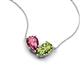 5 - Zemi 1.50 ctw Pear Shape Pink Tourmaline and Peridot (7x5 mm) Toi Et Moi Pendant Necklace 
