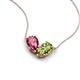 5 - Zemi 1.50 ctw Pear Shape Pink Tourmaline and Peridot (7x5 mm) Toi Et Moi Pendant Necklace 