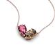 5 - Zemi 1.35 ctw Pear Shape Pink Tourmaline and Smoky Quartz (7x5 mm) Toi Et Moi Pendant Necklace 