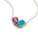 5 - Zemi 1.05 ctw Pear Shape Pink Tourmaline and Turquoise (7x5 mm) Toi Et Moi Pendant Necklace 