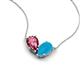 5 - Zemi 1.05 ctw Pear Shape Pink Tourmaline and Turquoise (7x5 mm) Toi Et Moi Pendant Necklace 
