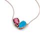 5 - Zemi 1.05 ctw Pear Shape Pink Tourmaline and Turquoise (7x5 mm) Toi Et Moi Pendant Necklace 