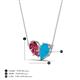4 - Zemi 1.05 ctw Pear Shape Pink Tourmaline and Turquoise (7x5 mm) Toi Et Moi Pendant Necklace 