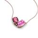 5 - Zemi 1.60 ctw Pear Shape Pink Tourmaline and Lab Grown Pink Sapphire (7x5 mm) Toi Et Moi Pendant Necklace 