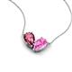 5 - Zemi 1.60 ctw Pear Shape Pink Tourmaline and Lab Grown Pink Sapphire (7x5 mm) Toi Et Moi Pendant Necklace 